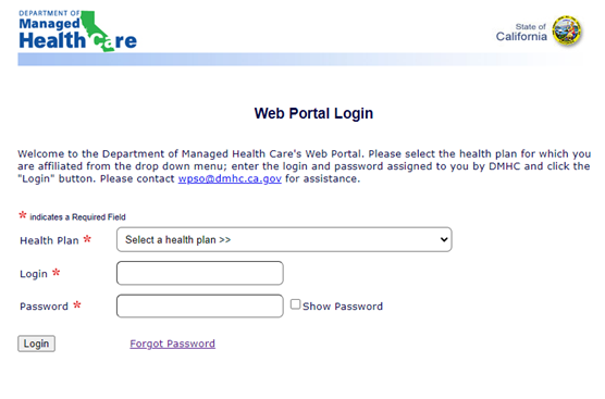 Screenshot of the Login page.
